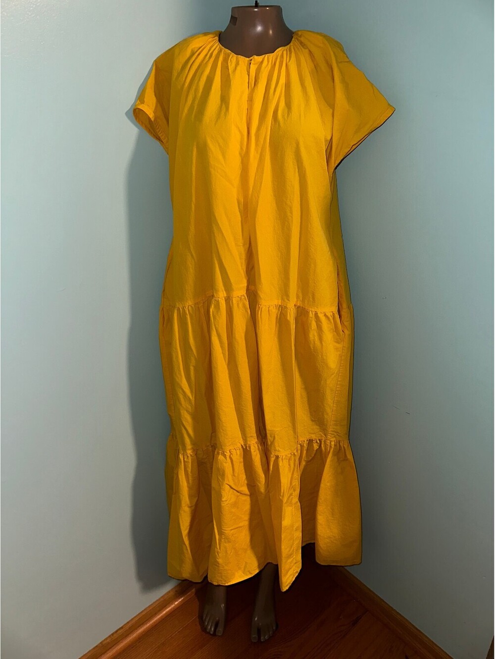 COS Yellow Minimalist Coquette Tiered A-Line Maxi Dress US 4